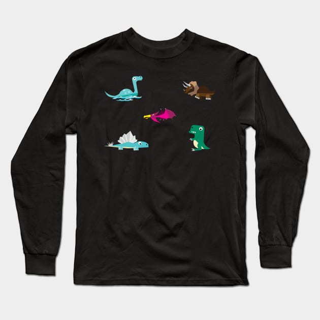 Dinosaurs Hanging Out Long Sleeve T-Shirt by riomarcos